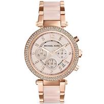 Michael Kors MK5896 Parker Chronograph Moteriškas laikrodis Rožinio aukso 39mm ryškiai rožinė