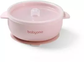 Baby Ono Babyono lėkštutė silikoninė neslystanti su dangteliu rožinė 1662/02