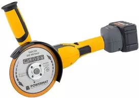 Akumuliatorinis kampinis šlifuoklis PowerMat, 21V Li-ion 125mm