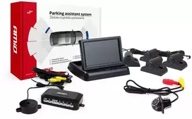 Amio Parkavimo pagalbos sistema TFT02 4,3" su HD-305-LED kamera, 4 juodi jutikliai, sunkvežimiams