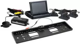 Amio Parkavimo pagalbos sistema TFT02 4,3" su HD-402-LED kamera, 4 juodi jutikliai, sunkvežimiams