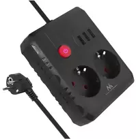 „Maclean“ maitinimo lizdas, ilgintuvas, 2 lizdai + 3xUSB, 110-240V AC 50/60Hz, 2.1A max 2500W, 3 m, juodas, MCE388 B
