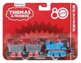 Mattel Fisher Price Tomas ir draugai traukinio 80-mečio jubiliejaus metalinis lokomotyvas ir 2 vagonai