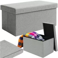 Sulankstomas XXL pufas su daiktadėže 76x38x38 cm, pilkas