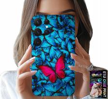 Etui Do Samsung Galaxy S22 Ultra - Niebieskie Motylki, Motyl, Kobiece Wzory
