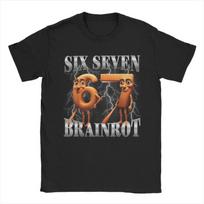 Funny 67 Italian Brainrot Tung Tung Sahur Six Seven Meme T-Shirt Men's  Y2K T-Shirts Summer O Neck Harajuku Tees Big Size Tops XS juoda