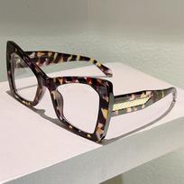 Fashion Stylish Fashion Cat-Eye Anti Blue Ray Light Eyewear Leopard Print Splicing Color Cat-Eye Large Frame Construction Eyewear Extra Large