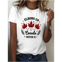 Women'S Patriotic T-Shirt Red Maple Leaf Stars Graphic Harajuku Sleeve Casual Aesthetic Clothes S