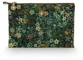 PIP Studio Charly kosmetikos plokščia dėžutė, vidutinė, Tutti i Fiori, žalia, 24x15.5x1cm