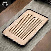 2026 Neo-Chinese Bamboo Tea Tray Kung Fu Tea Set Tray Hollow Out Grid Disk Quick Drainage Storage Tea Tray Dry And Wet Dual Use
