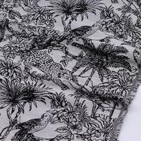 100X150CM Jacquard Embroidery Fabric Jungle Animals Tigers Printed Black White Cloth Handmade DIY  Bags Hats Clothing 50X150CM