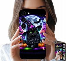Etui Do Samsung Galaxy S23 Plus - Czarny Kotek Halloween Salem Dynia Wzory