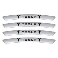 4pcs/set Aluminum Wheel Rims Racing Stickers Badge Auto Decor for Tesla Model 3 S X Y 2022 Style Roadster Invader Center Hub Cap sidabras