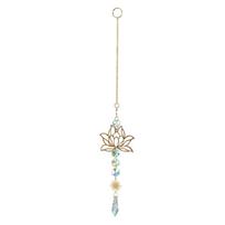 Crystal Lotus Hanging Wind Chimes Stained Glass Suncatcher Aesthetic Landscape Window Drop Bell Balcony Yard Sun Catcher