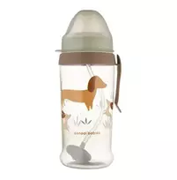 CANPOL 56/510_bro Neišsiliejantis vandens butelis su vamzdeliu ir virduliu 350ml ŠUNYS