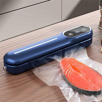 Compact Vacuum Sealer Machine for Food Preservation with Digital Display and USB Rechargeable Portable Design Compatible with Standard Vacuum Bags One Size mėlyna