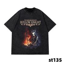 New Game Hollow Knight Vintage Washed Peripherals Tshirts Graphic Print Tee Street Loose Casual Unisex Womeen Oversized Cotton Top S