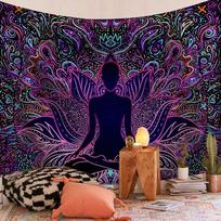 Trippy neon Buddha tapestry by XCM 75x100 juoda