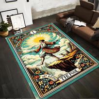 Tarot-Themed Area Rug with  The Fool  Design, Sun and Cliff Motif Suitable for use as an anti-slip for living room bedroom sofas 40x60cm( 15x23in )