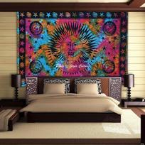 Double Sun Tie-Dye Mandala Tapestry 75x100 juoda