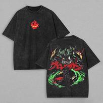 Tengen Toppa Gurren Lagann Printed Tshirt Oversized Unisex Washed Retro top Japanese hot Anime hot product Couples Streetwear S