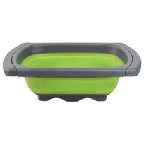 Collapsible Silicone Colander with Handles Foldable Food Strainer Basket for Kitchen Sink Drainage and Washing Fruits Vegetables One Size žalia