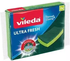 VILEDA Ultra Fresh kempinės, 2 vnt. – antibakterinės kempinės su apsauga nuo nemalonių kvapų.