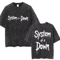 Vintažiniai skalbti System of A Down Drip Toxicity Tour spaudos Oversized marškinėliai Retro roko grupės estetikos marškinėliai Grafiniai marškinėliai S