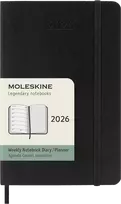 Kalendorius-užrašų knygutė Moleskine 2026 9x14cm, savaitė, minkštu viršeliu, juodos spalvos