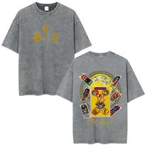 Anime Jojo Bizarre Adventure Dio Brando The World Vintage Acid Washed T Shirts Men Women Casual Short Sleeves Tshirt Streetwear S