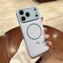 Compatible with iPhone 16: Solid Color Leather Case with Magnetic Thin Ring, Anti-Fingerprint, 13 Fine Holes, 11 Promax. 14 Pro Max mėlyna