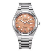 CITIZEN 100 meters waterproof, light Quartz, super titanium strap, , men's watch, orange dial AW0130-85ZE mėlyna