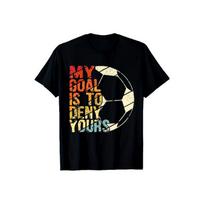 Men's Retro Soccer Crew-Neck Short-Sleeve T-Shirt Featuring The Slogan “I Blocked Your Shot”—Soft,Breathable Cotton,Casual Top,Regular Fit Comfortable S juoda