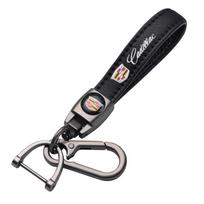 For Cadillac ATS BLS CT4 CT5 STS XLR XT4 XT6 XTS Escalade Deville DTS Lusury Leather Keyring Car Emblem Key Chains Pendant juoda
