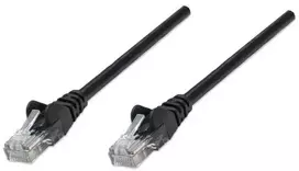 Intellinet tinklo pataisos kabelis, Cat5e, 1,5 m, juodas, CCA, U/UTP, PVC, RJ45, paauksuoti kontaktai, neužsikimšęs, su įdėklu, viso naudojimo laiko garantija, 1,5 m, Cat5e, U/UTP (UTP), RJ-45, RJ-45, juodas
