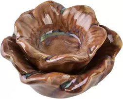 Mondex Since 1986 YARINE žvakidė, gėlė, 11x11x6cm, smėlio spalvos