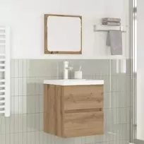 Vonios baldų rinkinys su stalčių 2 pcs Juodas ąžuolas ir baltas