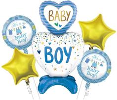 Zestaw Balonów Foliowych Baby Boy Shower 5Szt.