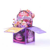 Useful Happy Birthday 3D Pops-up Bouquet Bouquet Flower Girlfriend Paper Flowers Birthday Wedding Greeting Card