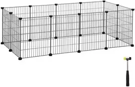 Songmics Mažų gyvūnų žaidimų aptvaras, 143x73x46 cm, juodas