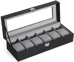 Songmics Laikrodžių dėžutė, 30x11,2x8 cm, juoda