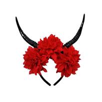 Simulation Flowers Demon's Horn Headband Evil Queen Halloween Headwear Gothic Headpiece  Women Style5