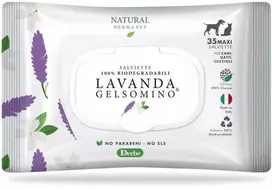 Natural Derma Pet Valomosios šluostės su levandų ir jazminų kvapu švelniai valančios