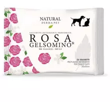 Natural Derma Pet Valomosios šluostės švelnus valymas su rožių ir jazminų kvapu