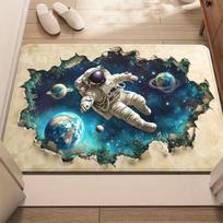 3D Astronaut Floating in Space Area Rug Cosmic Galaxy Themed Bedroom Carpet Non-Slip Living Room Mat for Teens Home Decor Gift 40X60cm