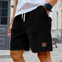 Men Corduroy Drawstring Waist Relaxed Fit Shorts with Pockets Casual Vertical Stripe Pattern Summer Wear L juoda