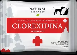 Natural Derma Pet Valymo šlapių servetėlių formulė su chlorheksidinu, hipoalerginė