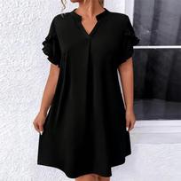 A Line Dress for Women with Ruffled Sleeve Flowy Cut and Sleeve Suitable for Summer Dress Occasions L juoda