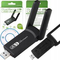 Zewnętrzna Karta Sieciowa Wi-Fi Adapter Usb 3.0 1300Mbps Dual 2 Anteny 5Ghz