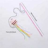 New Plush Bee Shaped Cat Teaser with Exquisite Tassel Color Matching and Fresh Plastic Pole rožinė